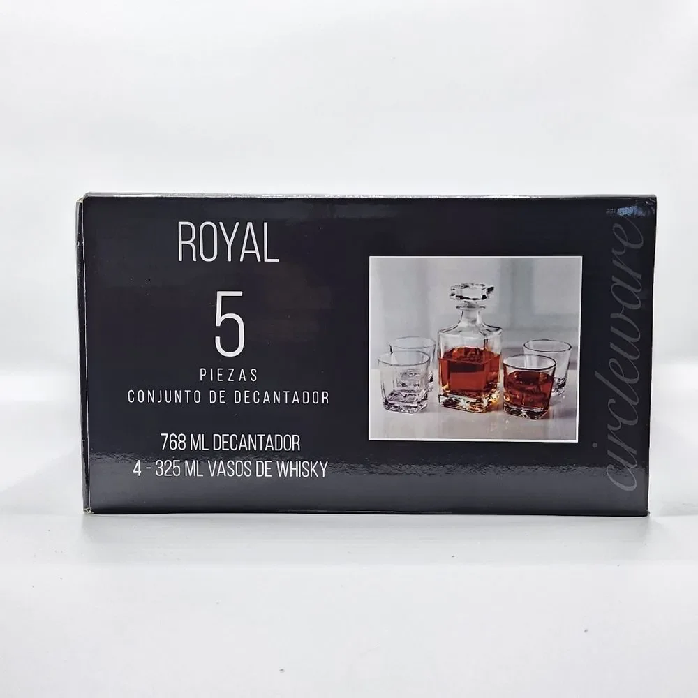 Circleware Royal Whiskey‎ Decanter Set of 5pc 26oz